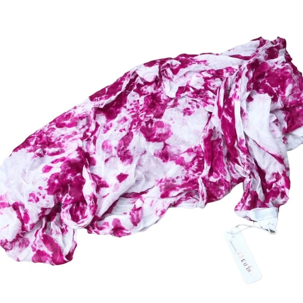 New Charming Charlie‎ Infinity Scarf Pink White Tie Dye Viscose Lightweight